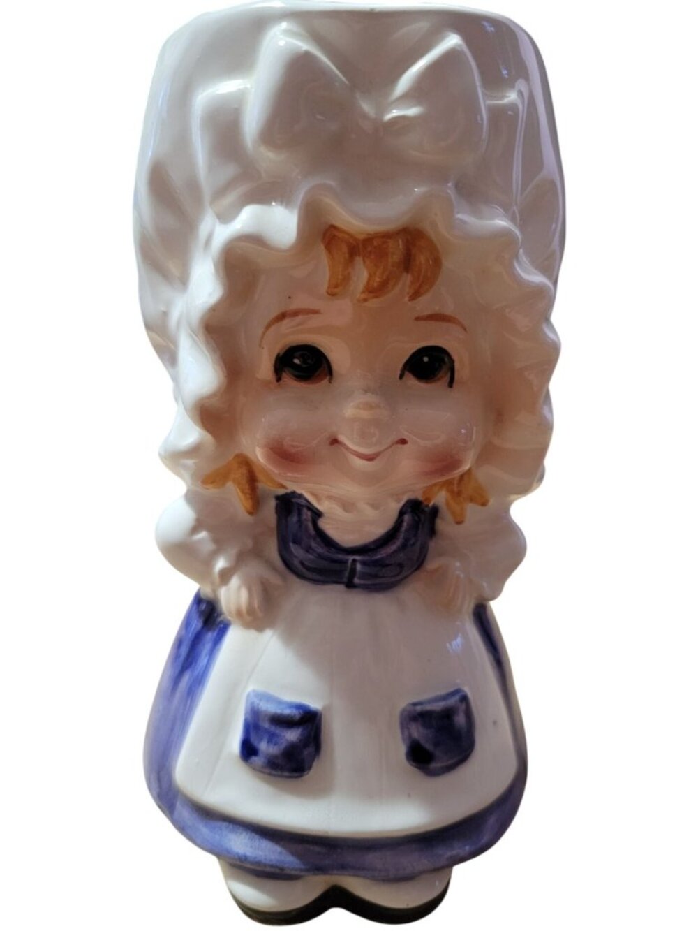 Lefton Betsy Ross Ceramic Pitcher Creamer Jug Blue White Hand-Painted Vintage
